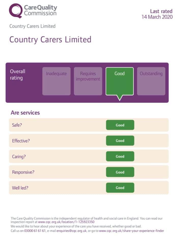 Rated ‘GOOD’ from CQC